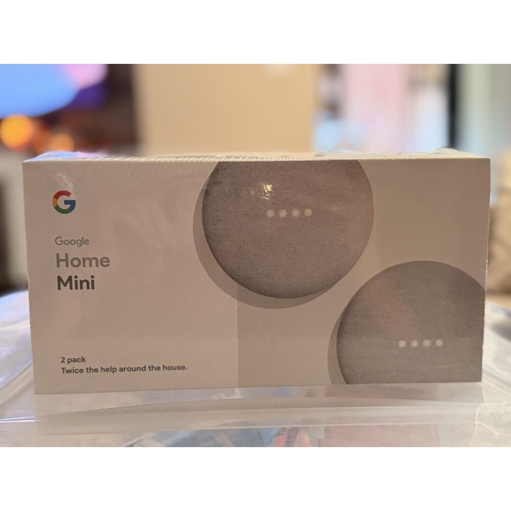 Google Home Mini Smart Assistant, Two Pack - Chalk (GA00377-US)